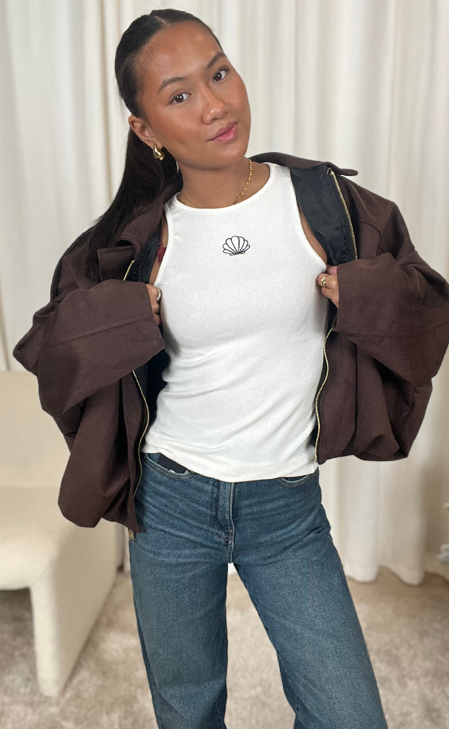 Say INA Copenhagen Top - Lea - White W. Shell