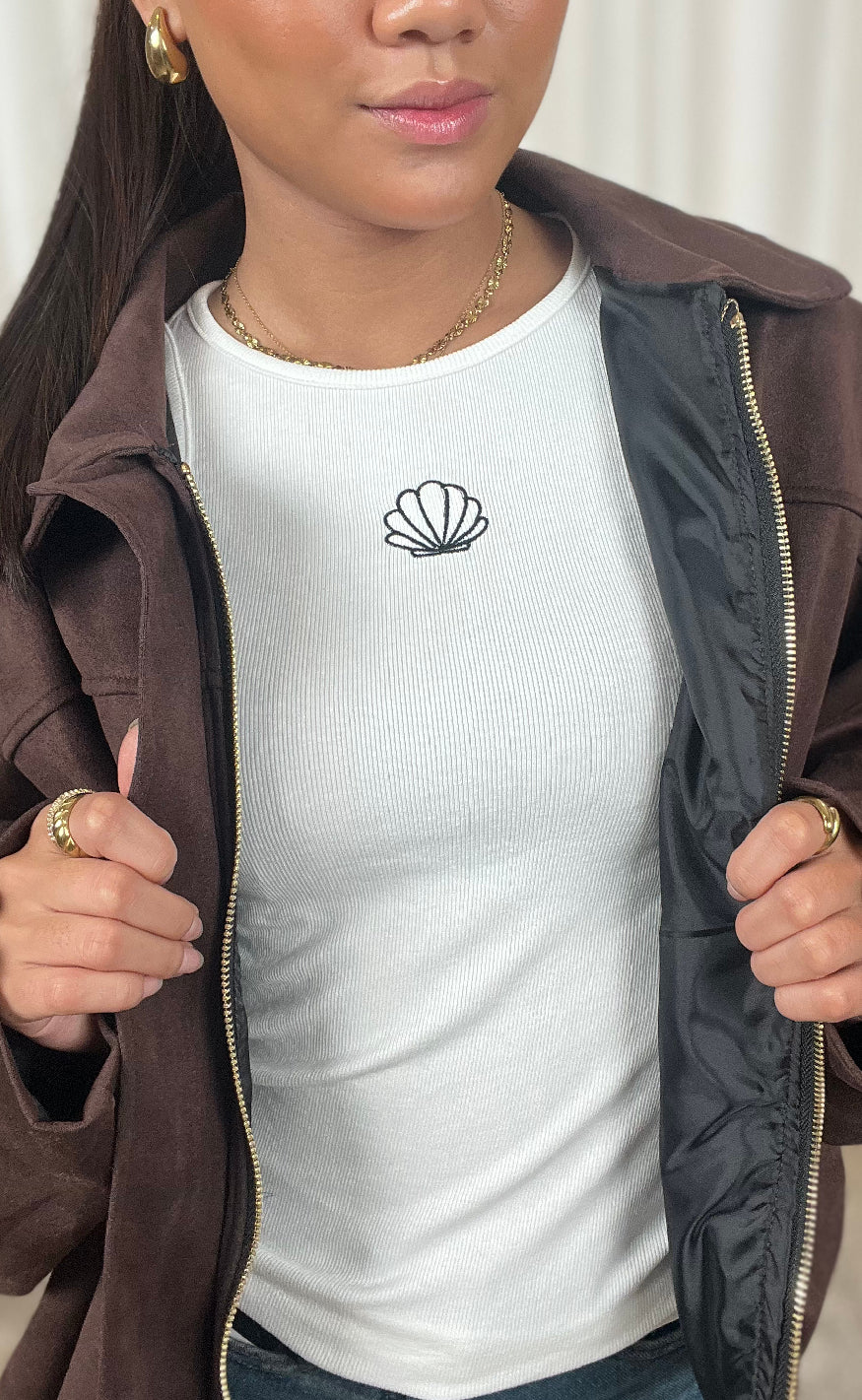 Say INA Copenhagen Top - Lea - White W. Shell