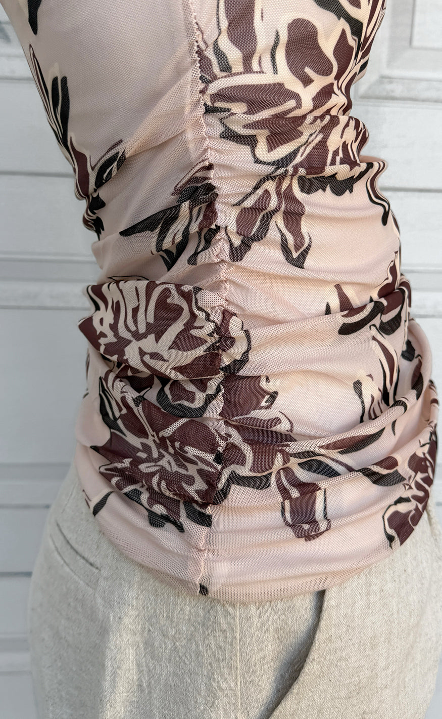 Say INA Copenhagen Top - Martina Mesh - Brown Flower