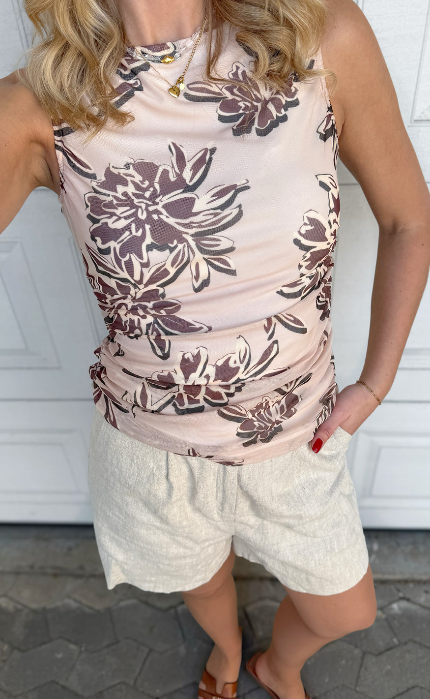 Say INA Copenhagen Top - Martina Mesh - Brown Flower