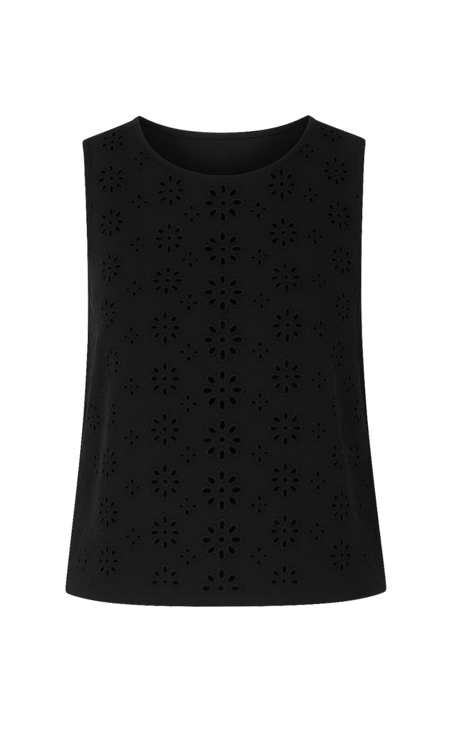 Say INA Copenhagen Top - Naja - Black Denim W. Embroidery
