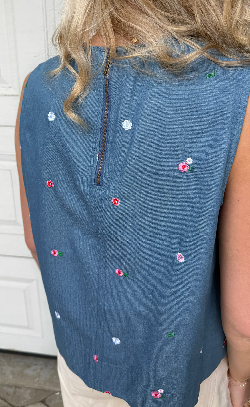 Say INA Copenhagen Top - Naja - Denim Blue W. Flowers