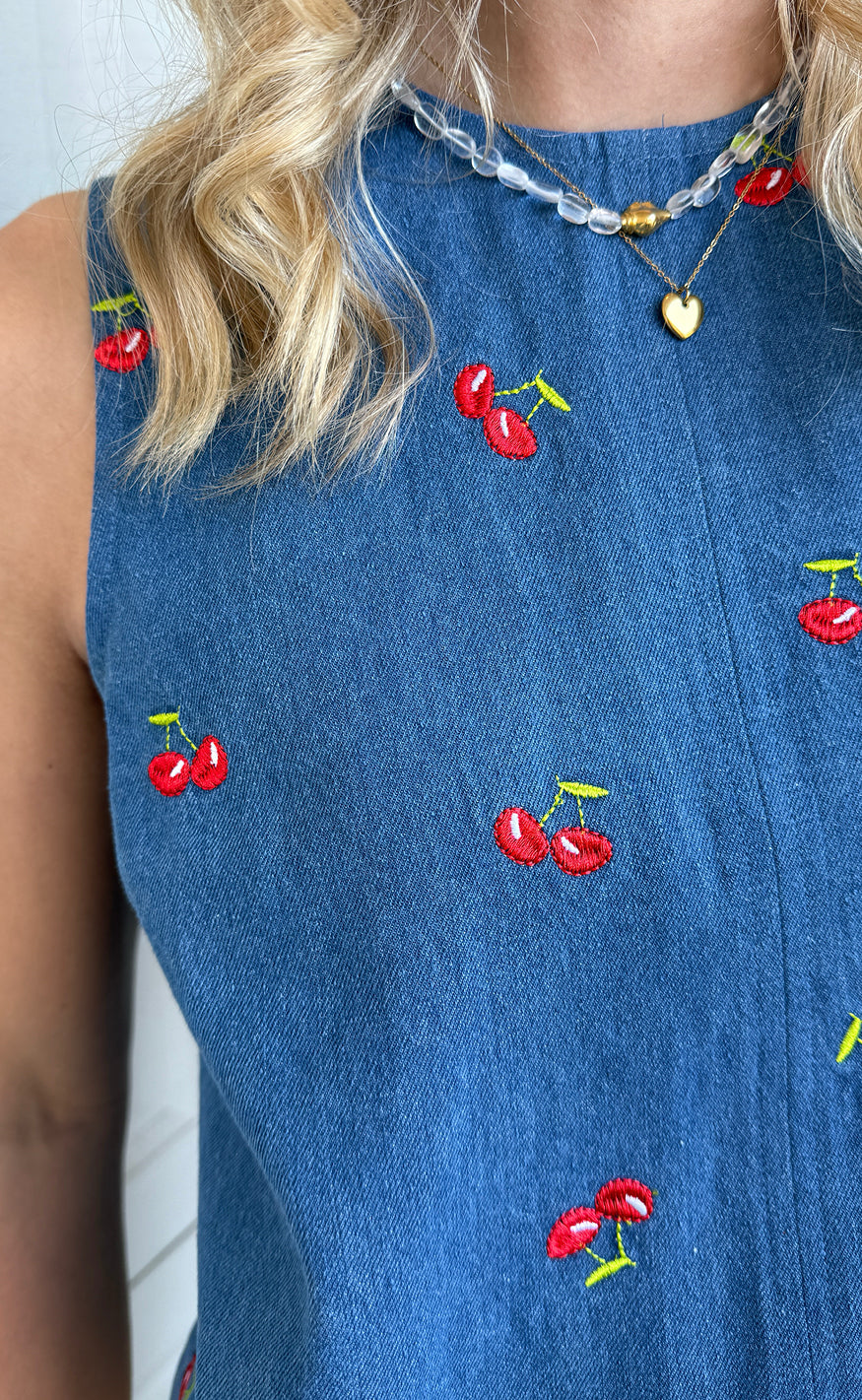Say INA Copenhagen Top - Naja - Denim Blue w. Cherries