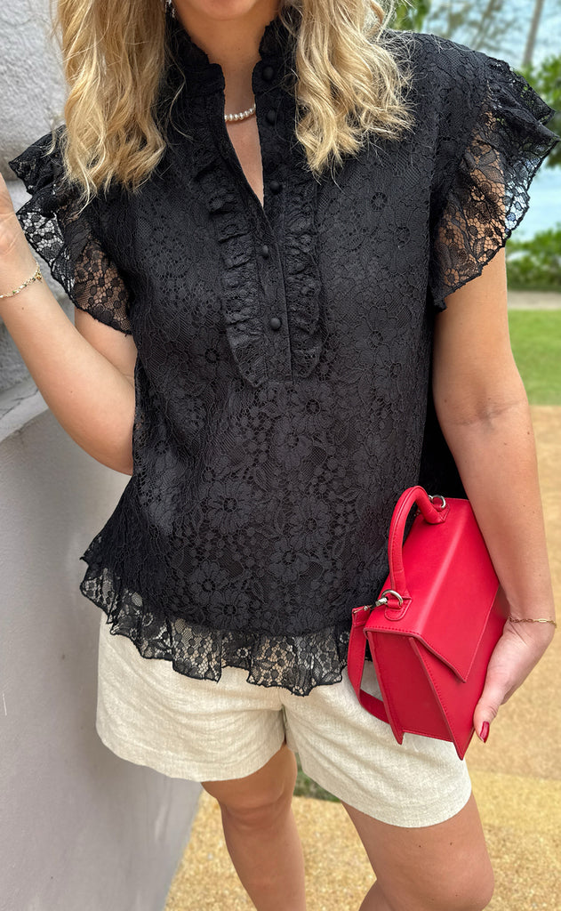 Say INA Copenhagen Top - Pia Lace - Black