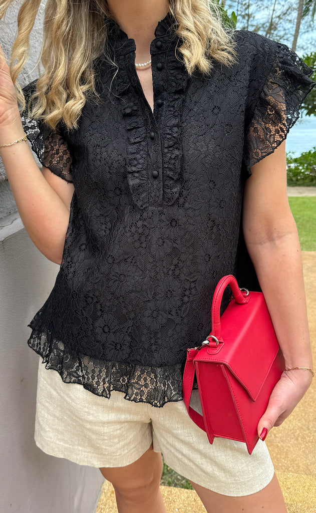 Say INA Copenhagen Top - Pia Lace - Black