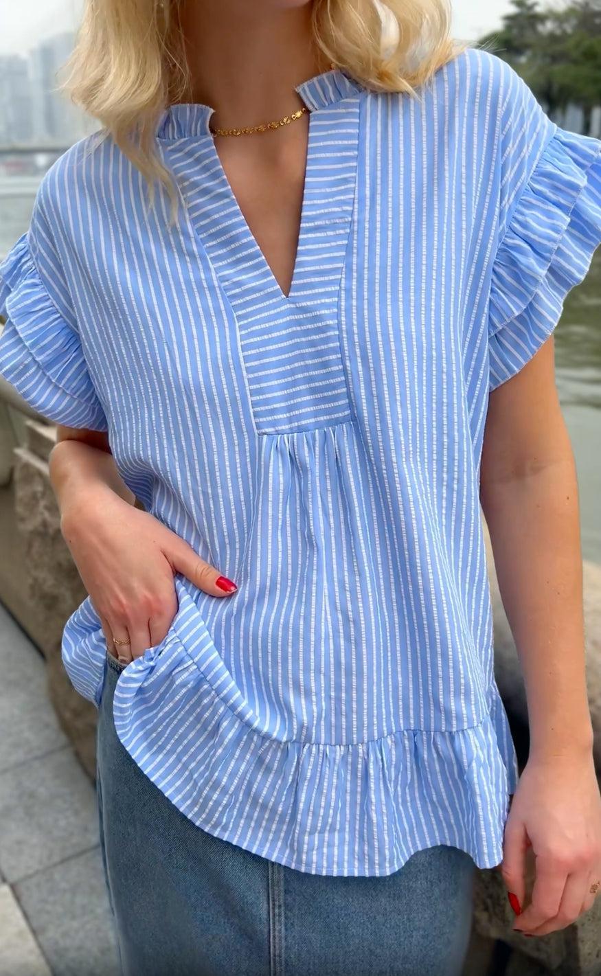 Say INA Copenhagen Top - Winnie - Blue Striped