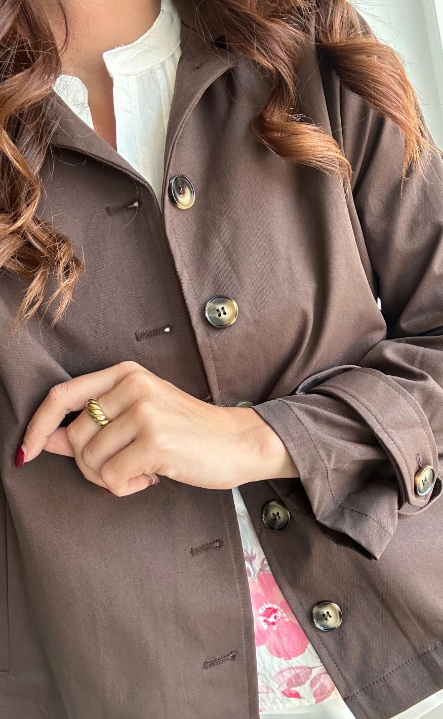 Say INA Copenhagen Trenchcoat - Louisa Short - Chocolate Brown