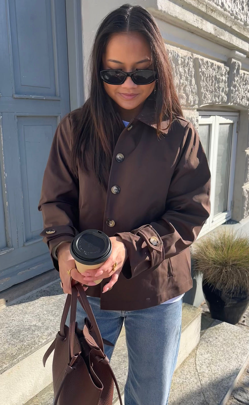 Say INA Copenhagen Trenchcoat - Louisa Short - Chocolate Brown
