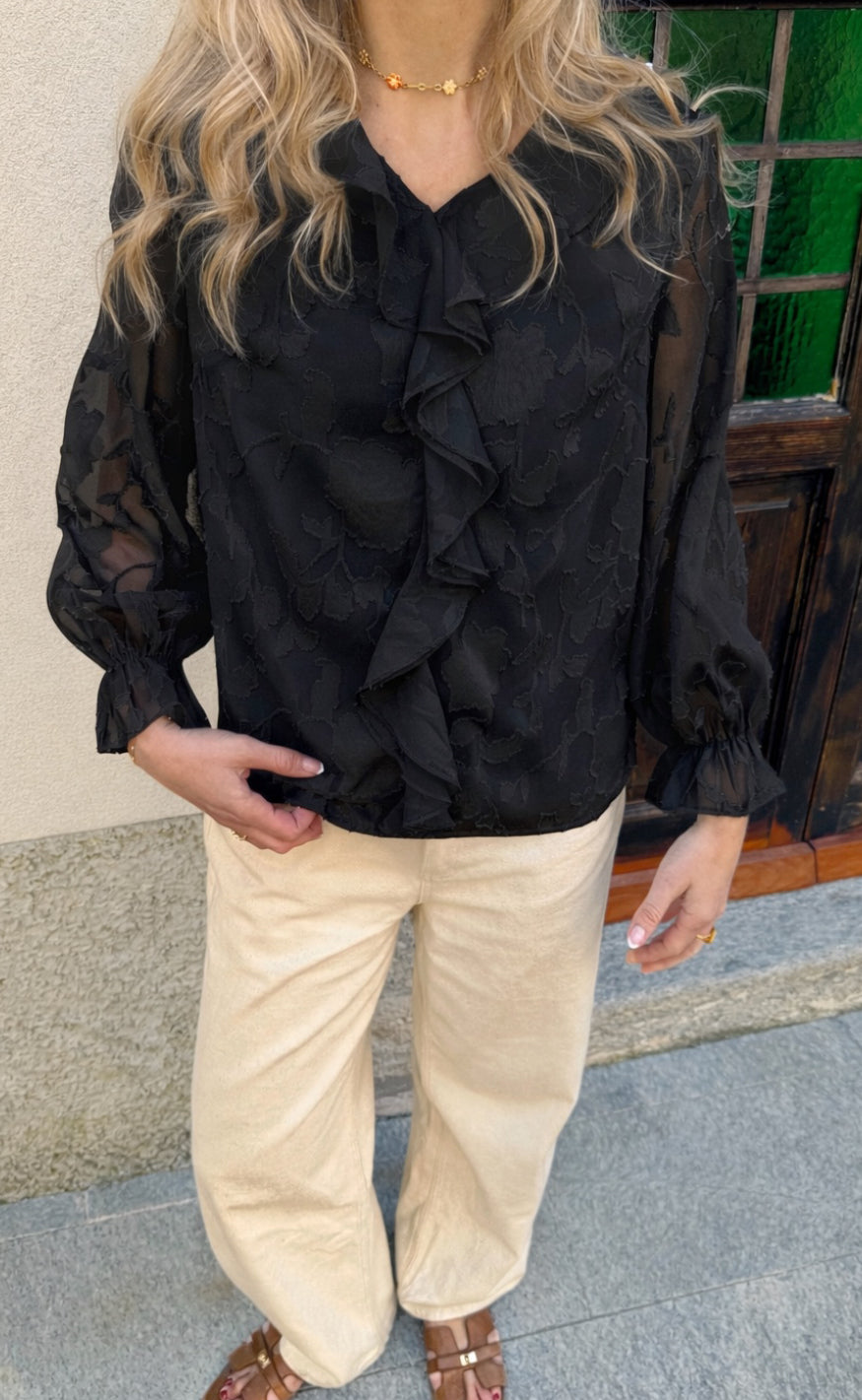 Say NA Copenhagen Bluse - Luna - Black Flower