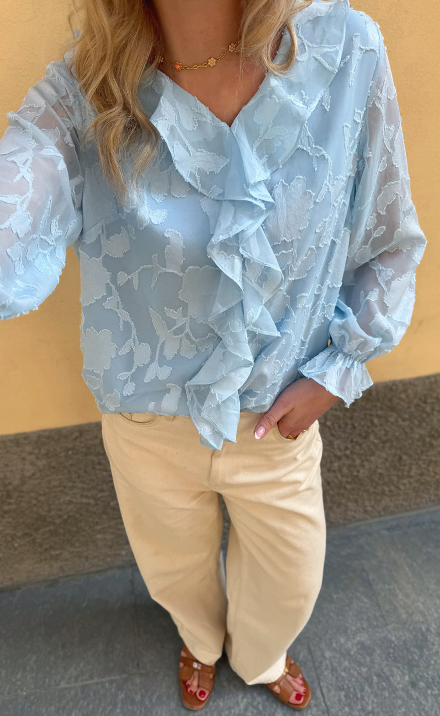 Say NA Copenhagen Bluse - Luna - Light Blue Flower