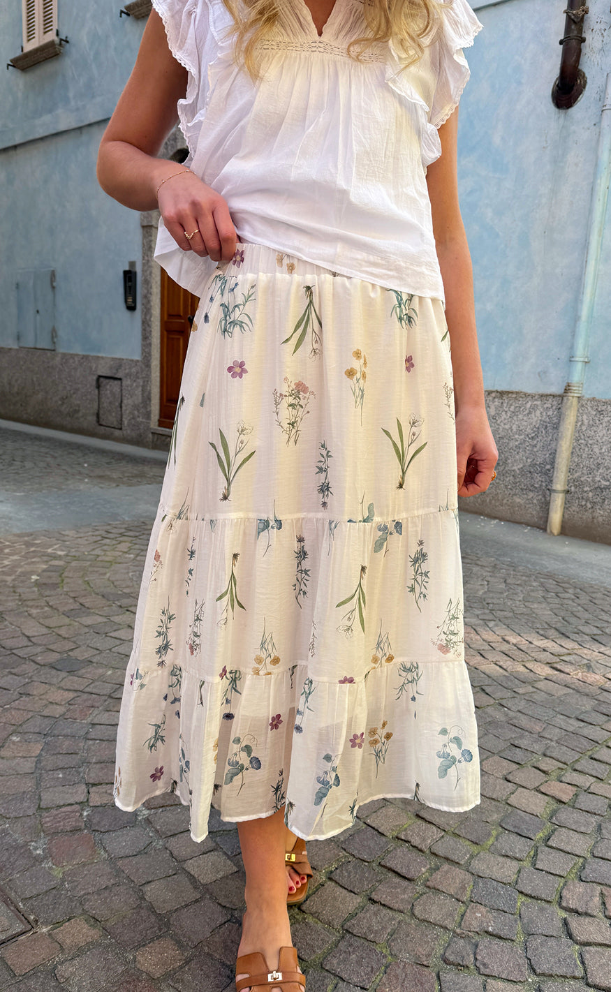Say NA Copenhagen Nederdel - Ella - Off White W. Small Flowers