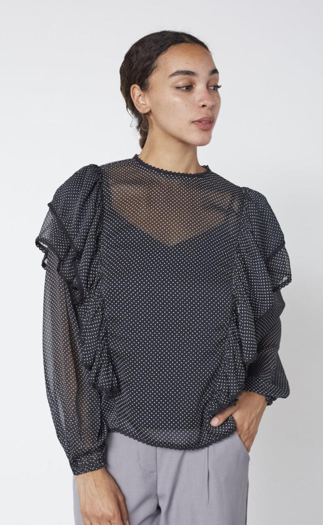 Sisters Point Bluse - Udar-LS - Black/Dot