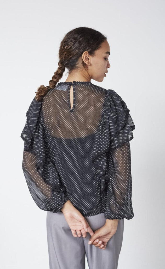 Sisters Point Bluse - Udar-LS - Black/Dot