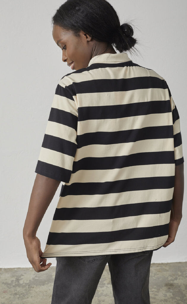 Sisters Point Bluse - Vivia-POLO.SS - Beige/Black