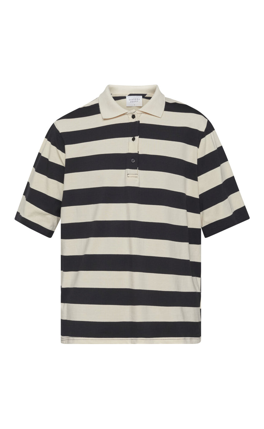 Sisters Point Bluse - Vivia-POLO.SS - Beige/Black