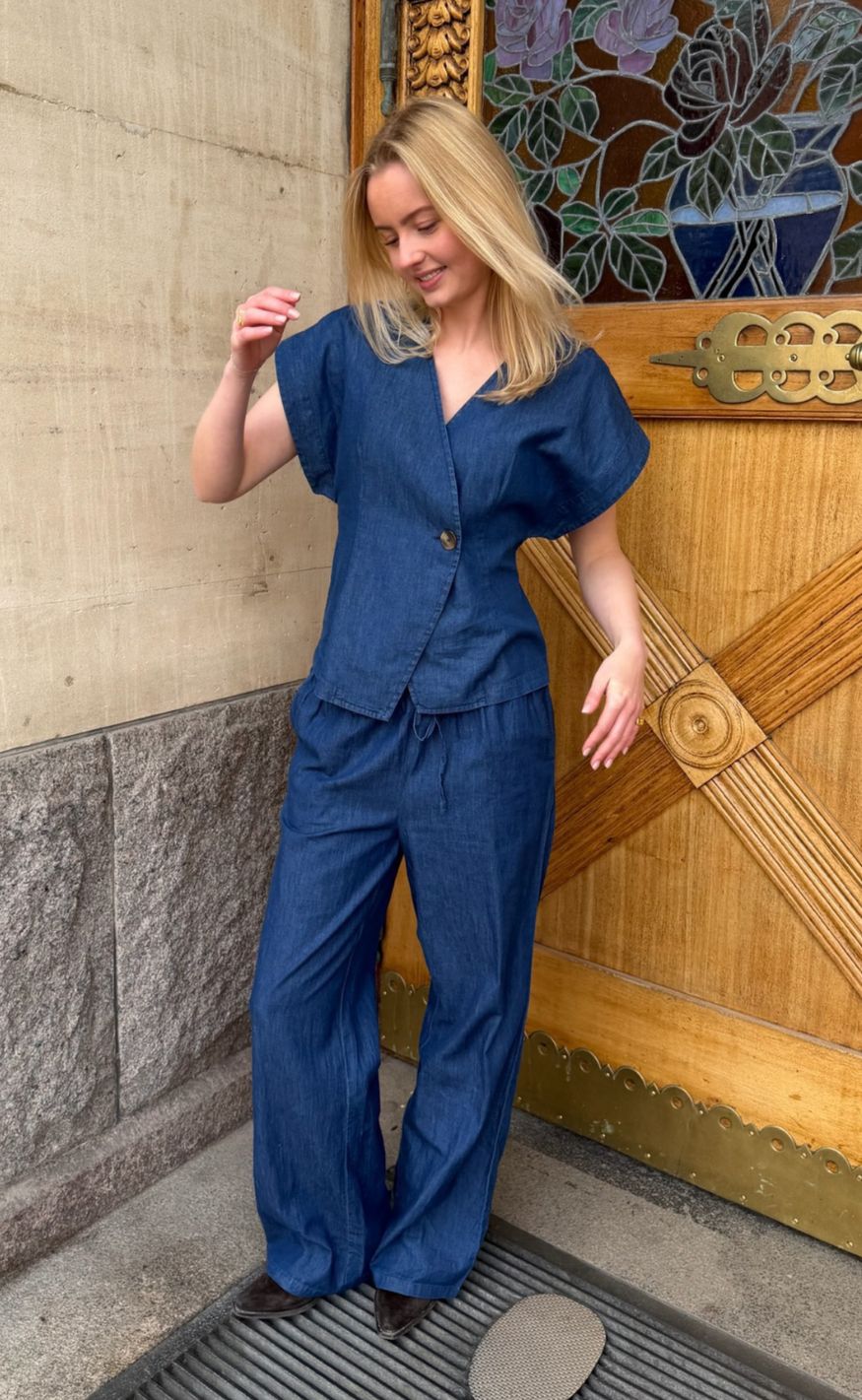 Sisters Point Bukser - ELLA-PA52 - D. Blue Denim