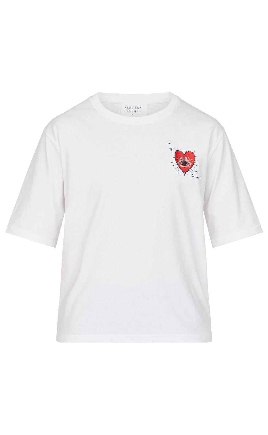 Sisters Point T-shirt - Heda Loose-.SS7 - White/Black