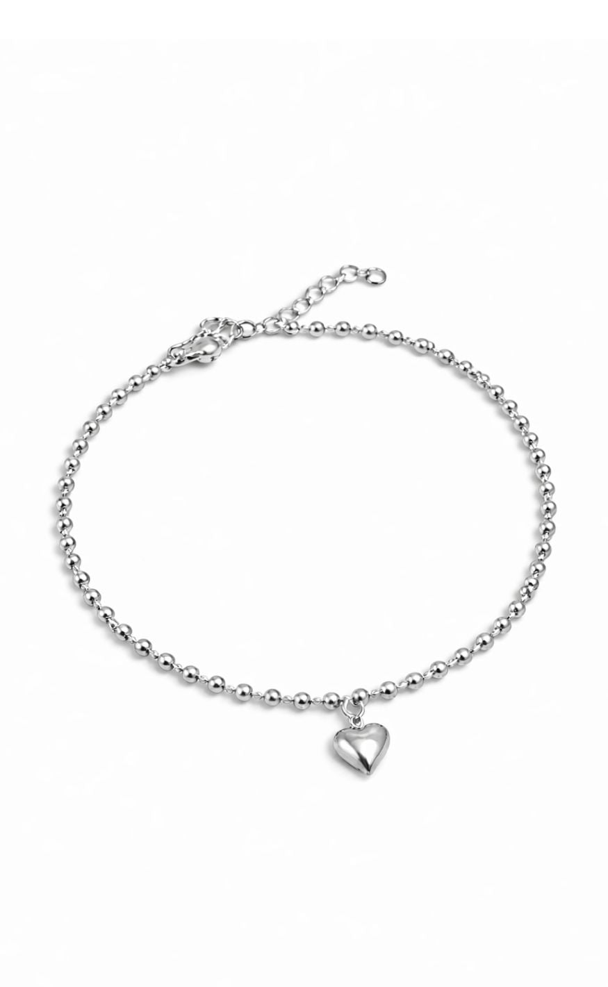 Smykkeli Copenhagen Ankelkæde - Classic Heart - Silver Colour