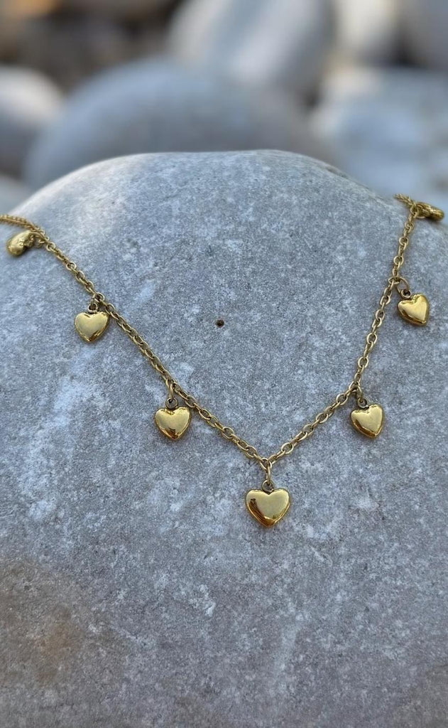 Smykkeli Copenhagen Halskæde - Mini Hearts - Gold Colour