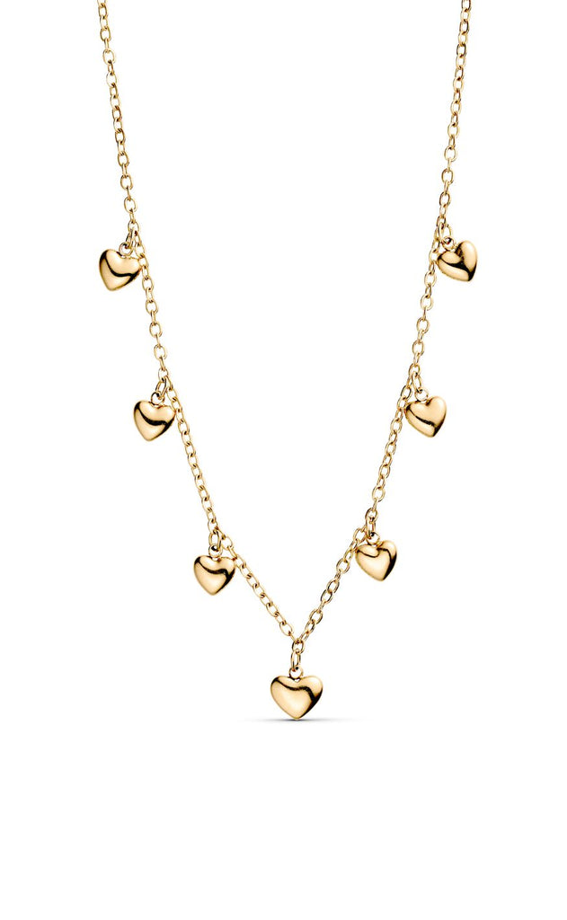Smykkeli Copenhagen Halskæde - Mini Hearts - Gold Colour