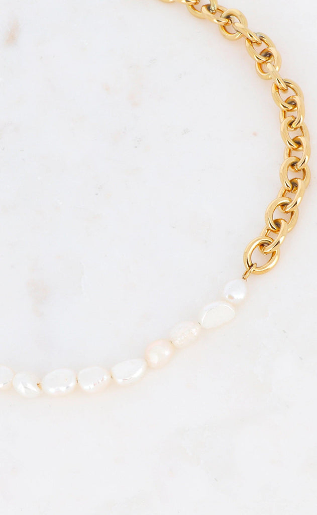 Smykkeli Copenhagen Halskæde - Paris - Gold Colour w. Freshwater Pearls