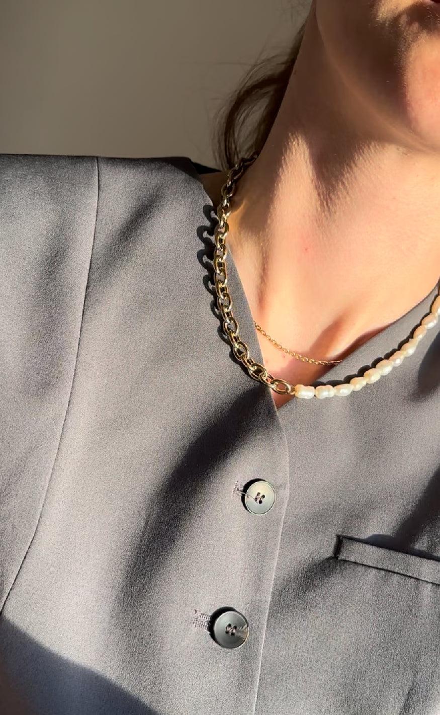 Smykkeli Copenhagen Halskæde - Paris - Gold Colour w. Freshwater Pearls