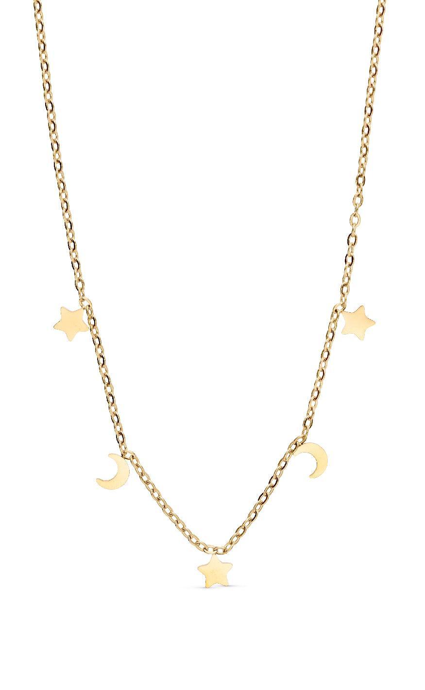 Smykkeli Copenhagen Halskæde - Porto Moon & Stars - Gold Colour