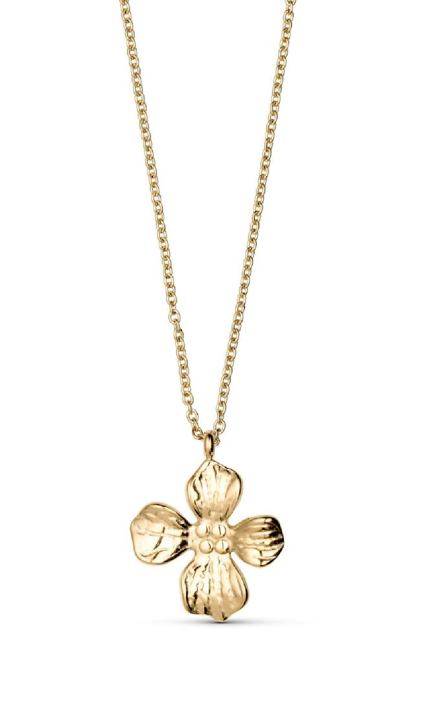 Smykkeli Copenhagen Halskæde - Textured Flower - Gold Colour