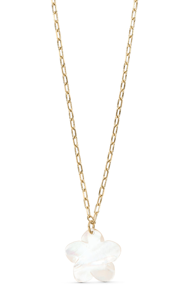 Smykkeli Copenhagen Halskæde - White Flower - Gold Colour