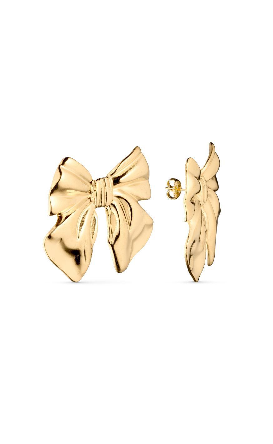 Smykkeli Copenhagen Øreringe - Big Bow - Gold Colour