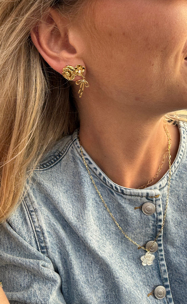 Smykkeli Copenhagen Øreringe - Big Rose - Gold Colour