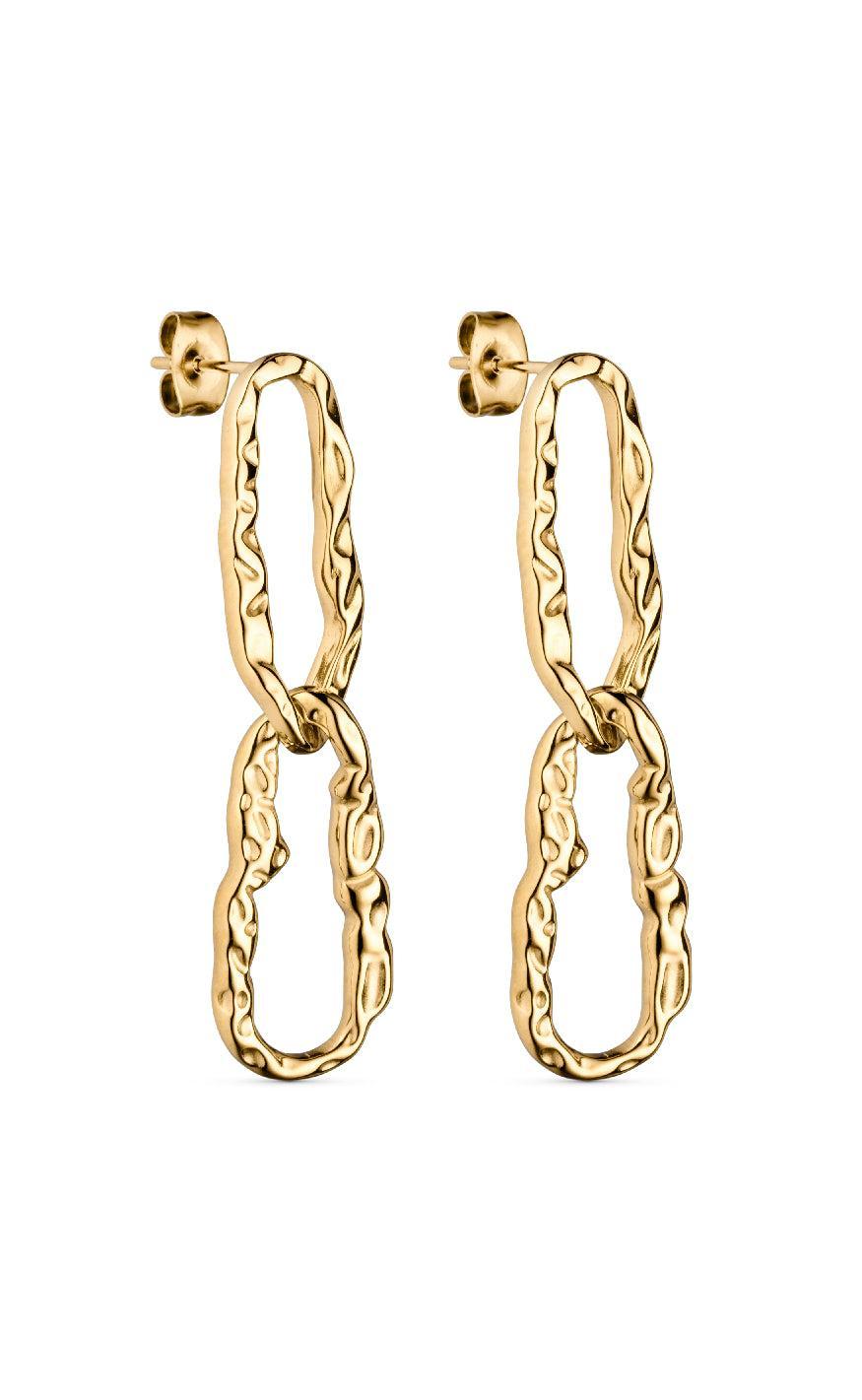 Smykkeli Copenhagen Øreringe - Cairo - Gold Colour Hammered