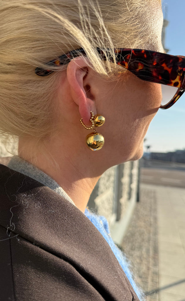 Smykkeli Copenhagen Øreringe - Hammered Heart - Gold Colour