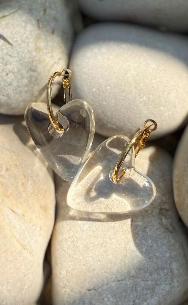 Smykkeli Copenhagen Øreringe - Heartflame - Gold / Clear