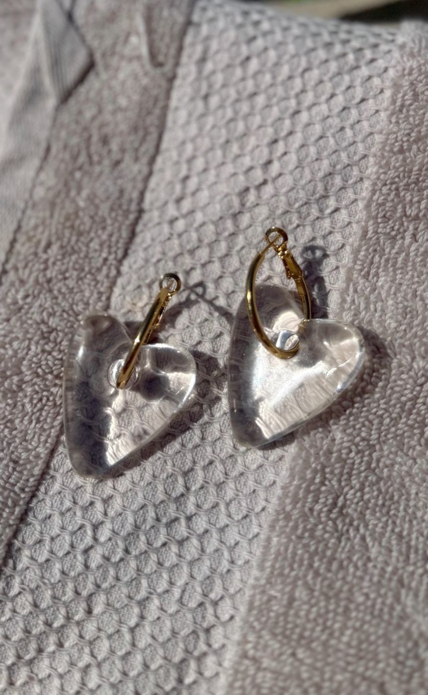 Smykkeli Copenhagen Øreringe - Heartflame - Gold / Clear