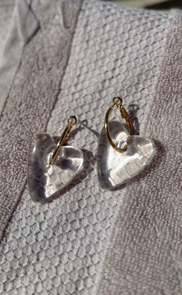 Smykkeli Copenhagen Øreringe - Heartflame - Gold / Clear