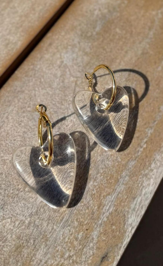 Smykkeli Copenhagen Øreringe - Heartflame - Gold / Clear