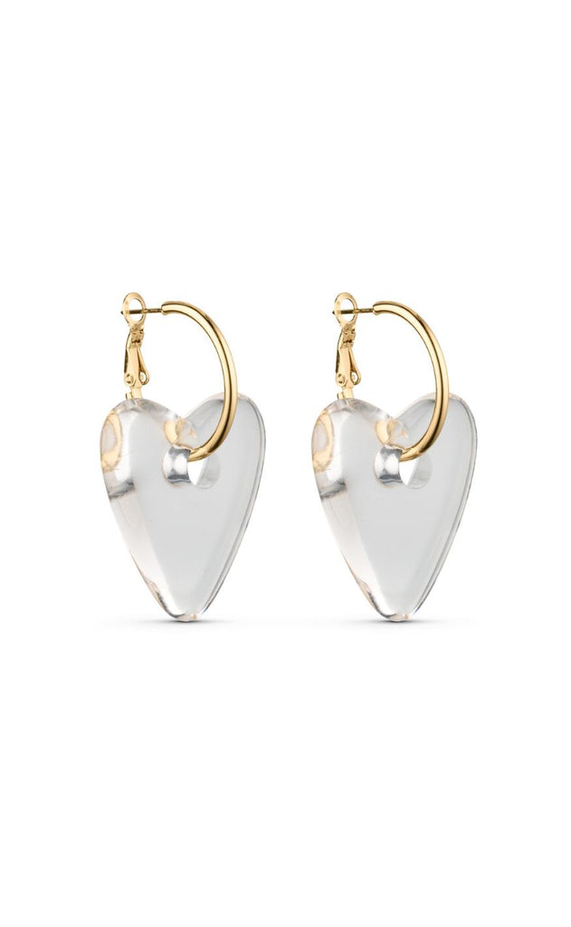 Smykkeli Copenhagen Øreringe - Heartflame - Gold / Clear