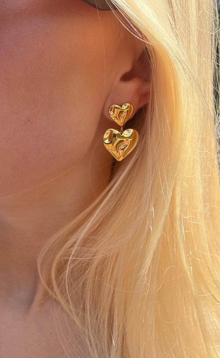 Smykkeli Copenhagen Øreringe - Odessa Heart - Gold Colour