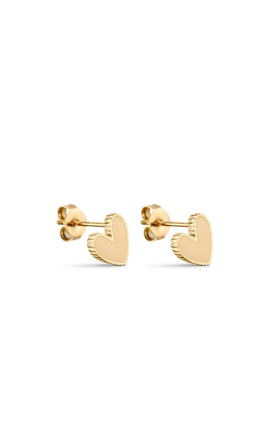 Smykkeli Copenhagen Øreringe - Petit Heart - Beige