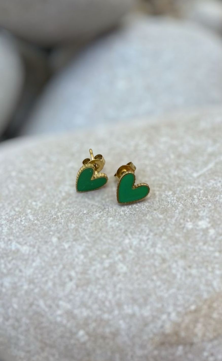 Smykkeli Copenhagen Øreringe - Petit Heart - Green