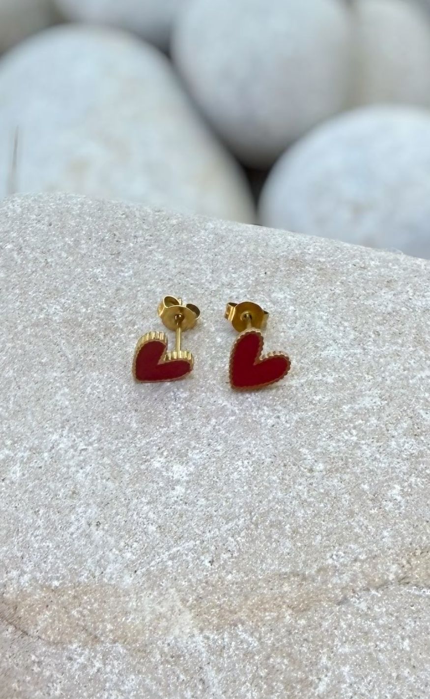 Smykkeli Copenhagen Øreringe - Petit Heart - Red