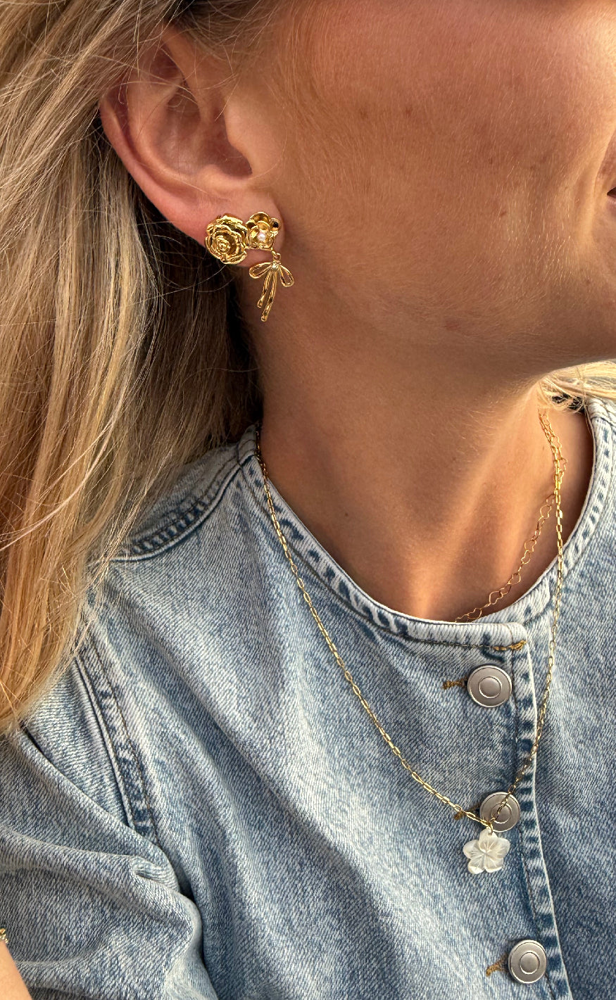 Smykkeli Copenhagen Øreringe - Big Rose - Gold Colour