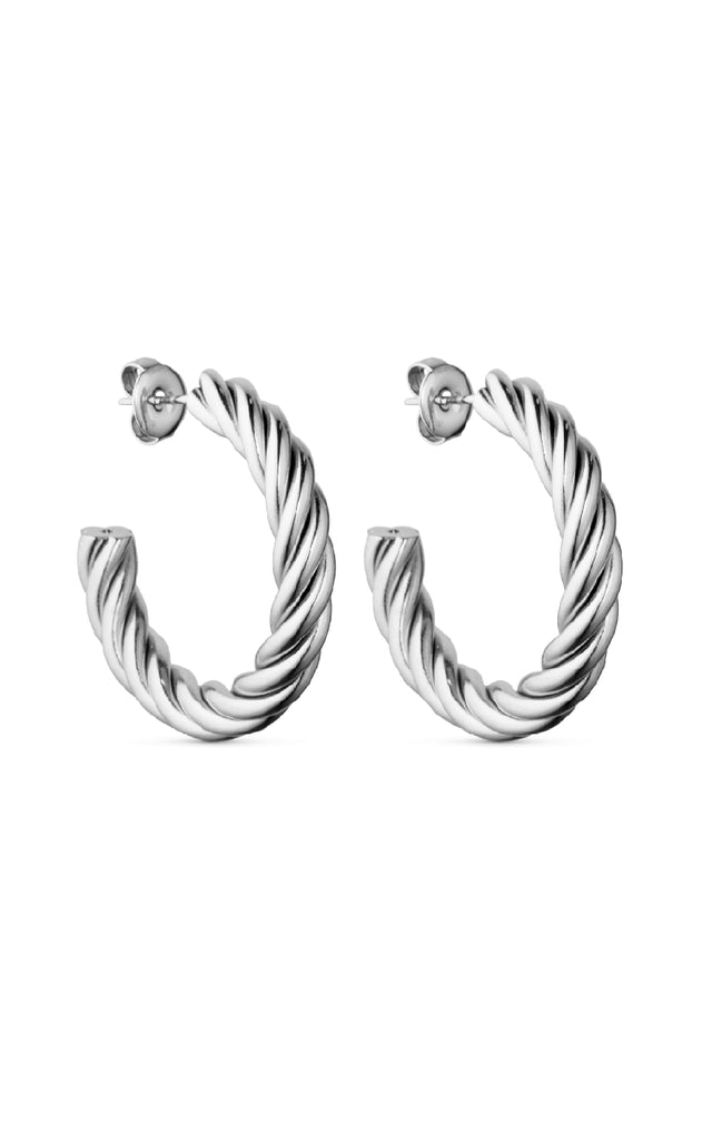 Smykkeli Copenhagen Øreringe - Taiwan Twisted Hoops - Silver Colour