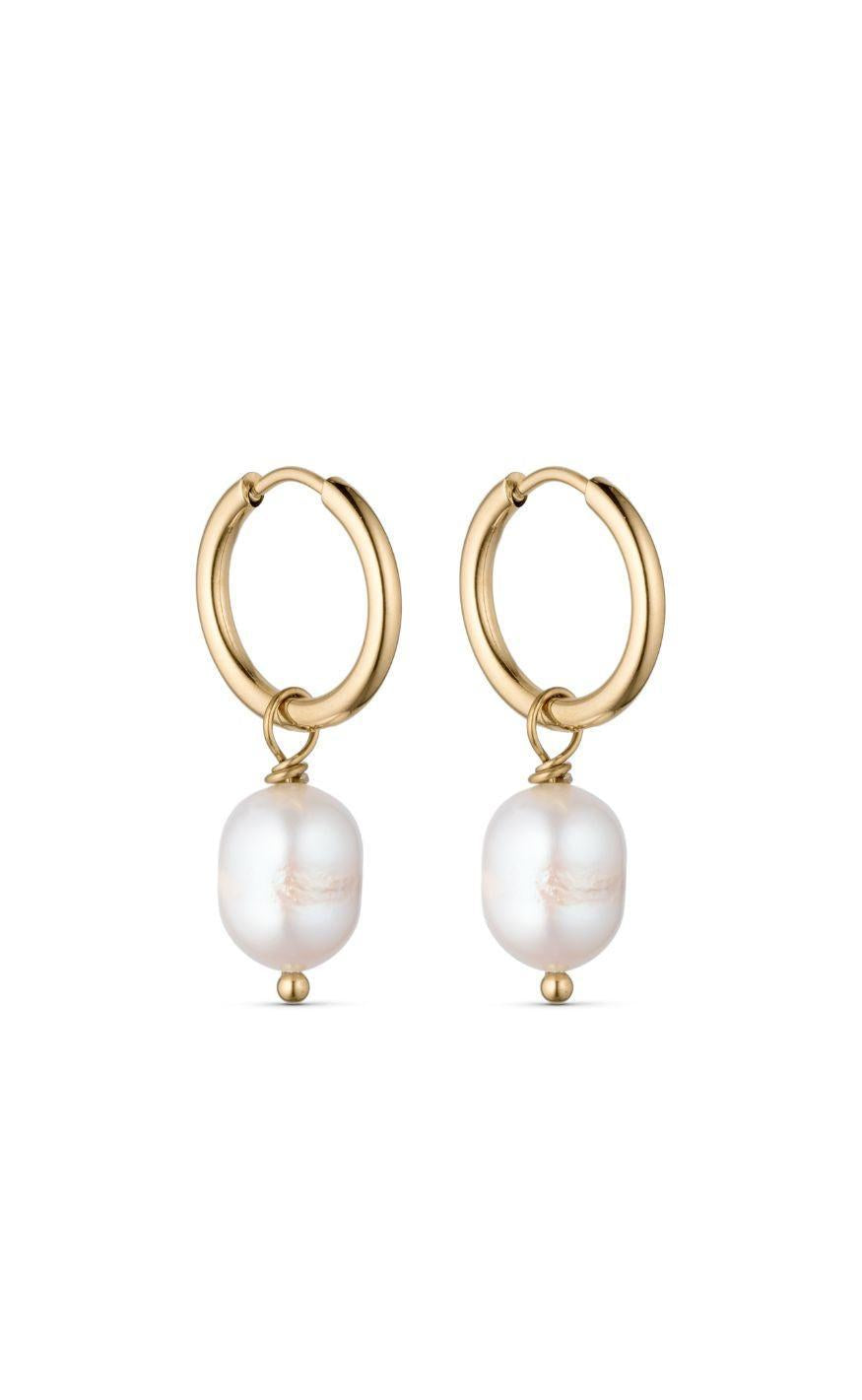 Smykkeli Copenhagen Øreringe - Tokyo - Gold Colour w. Freshwater Pearl