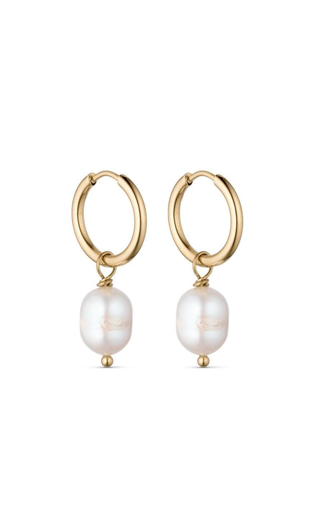 Smykkeli Copenhagen Øreringe - Tokyo - Gold Colour w. Freshwater Pearl