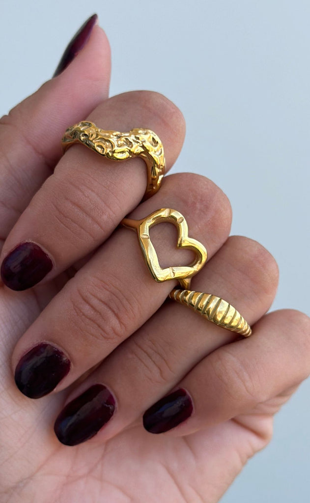 Smykkeli Copenhagen Ring - Big Heart - Gold Colour