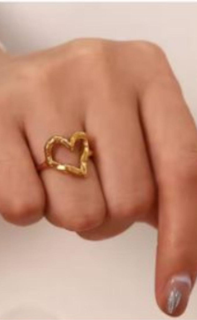 Smykkeli Copenhagen Ring - Big Heart - Gold Colour