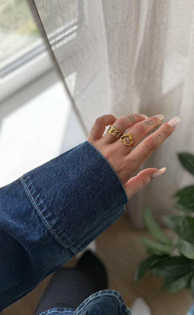 Smykkeli Copenhagen Ring - Big Heart - Gold Colour