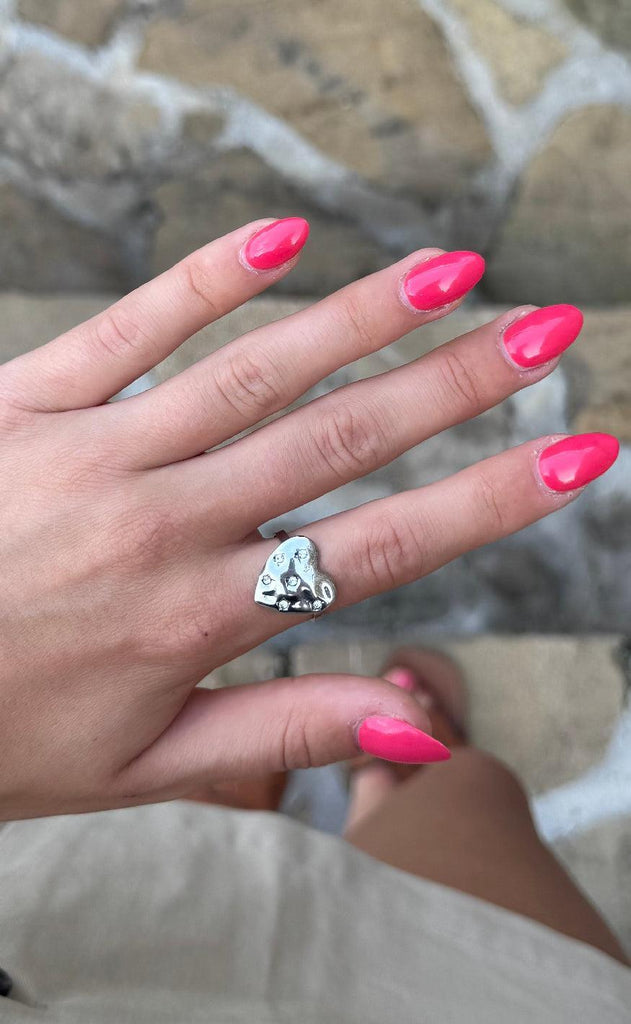 Smykkeli Copenhagen Ring - Chunky Heart - Silver Colour